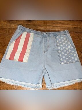 NWOT Patriotic Raw Edge Denim Shorts – Size 1X